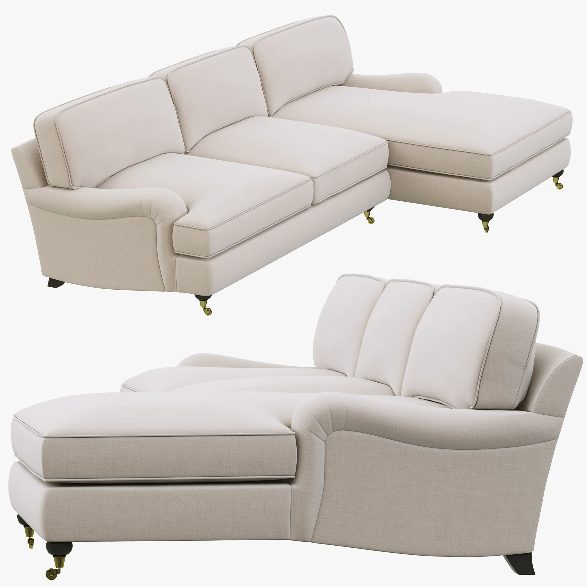 Restoration Hardware English Roll Arm Upholstered Right Arm Chaise Sectional — 3D model preview 11