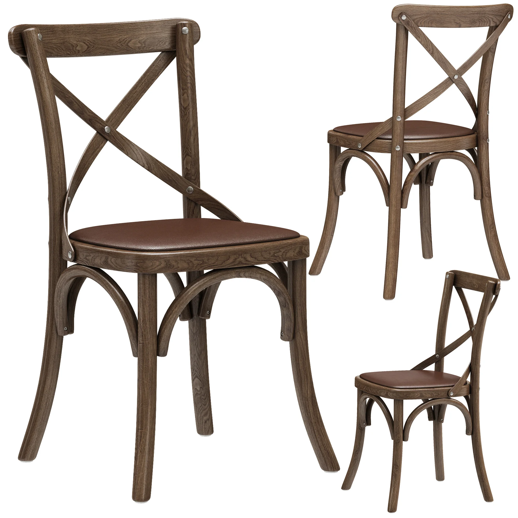 Restoration Hardware Madeleine Leather Side Chair — 3D model preview 2