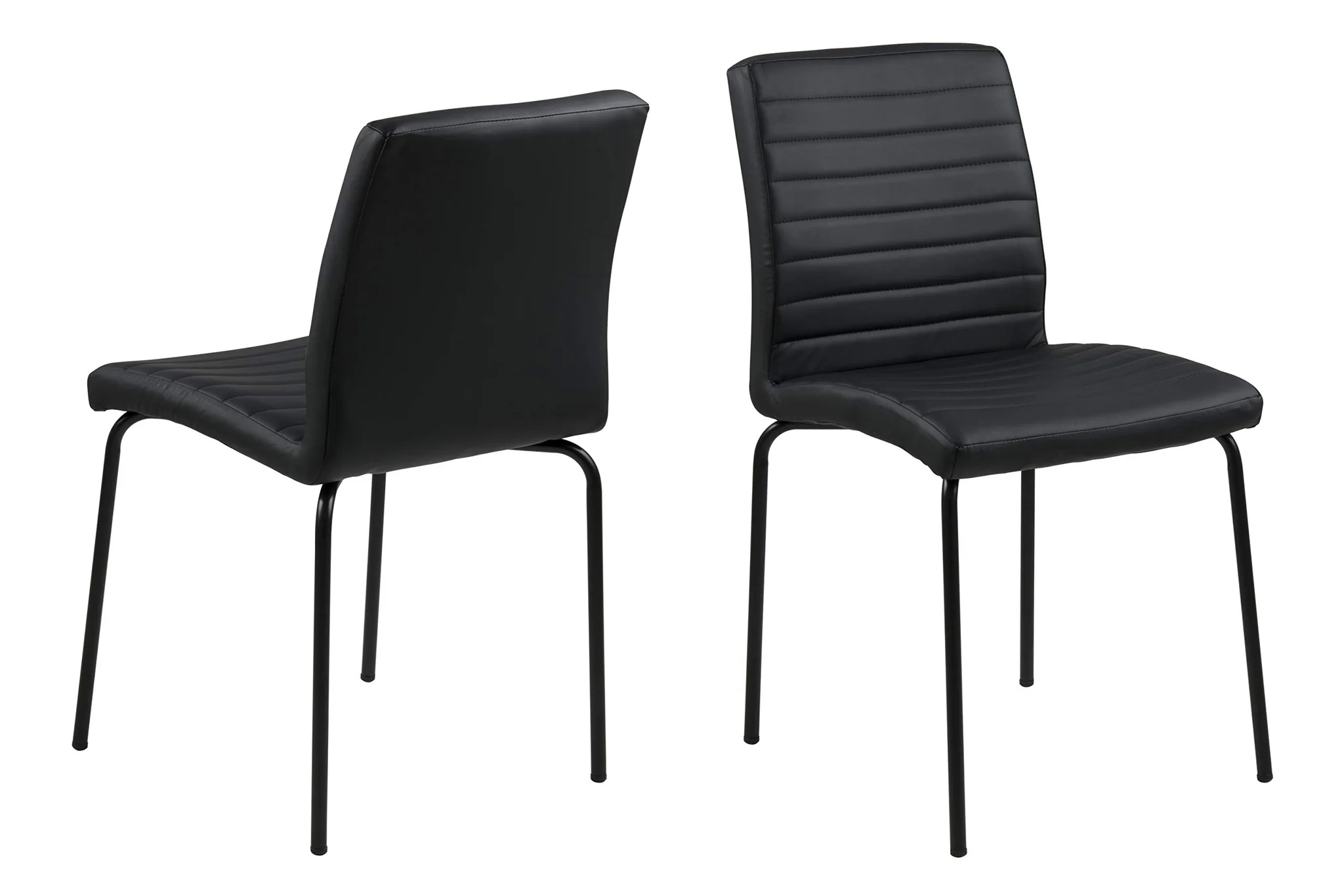 Modern Black Faux Leather Dining Chair with Metal Legs – Set of 2