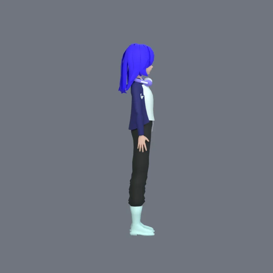 Stylized Anime Girl 04 Rigged, 3D model preview 1