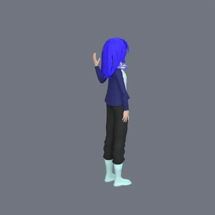 Stylized Anime Girl 04 Rigged, 3D model preview 2