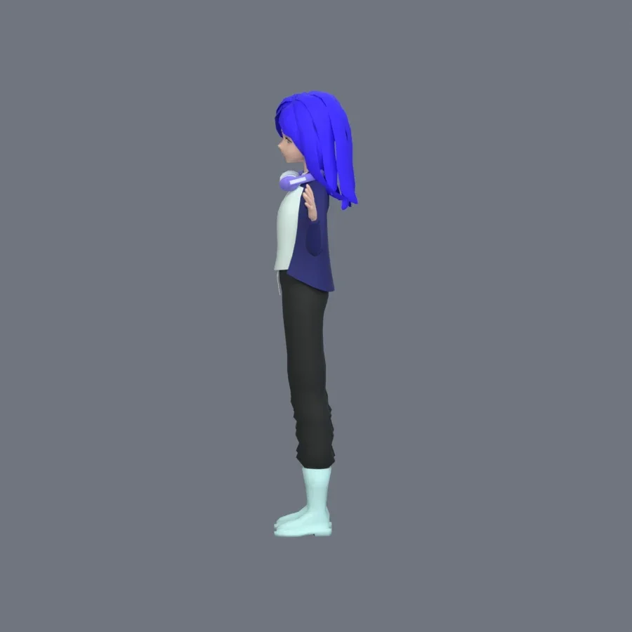 Stylized Anime Girl 04 Rigged, 3D model preview 4
