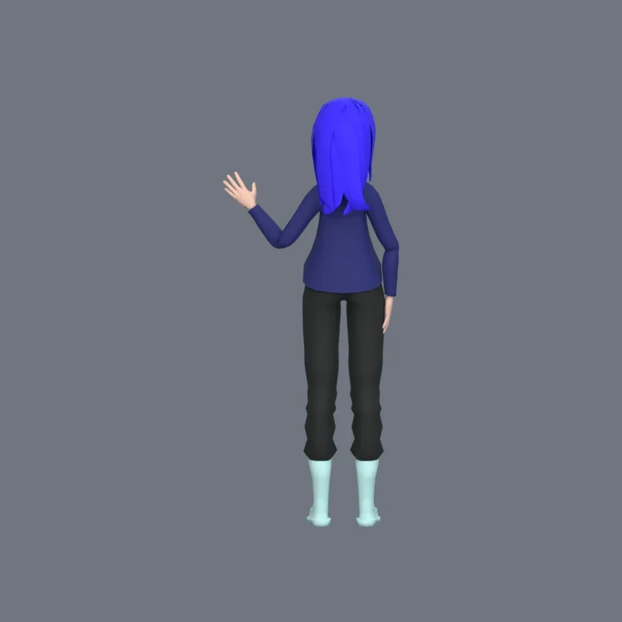 Stylized Anime Girl 04 Rigged, 3D model preview 5