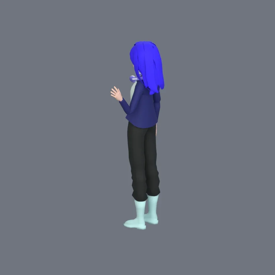 Stylized Anime Girl 04 Rigged, 3D model preview 7