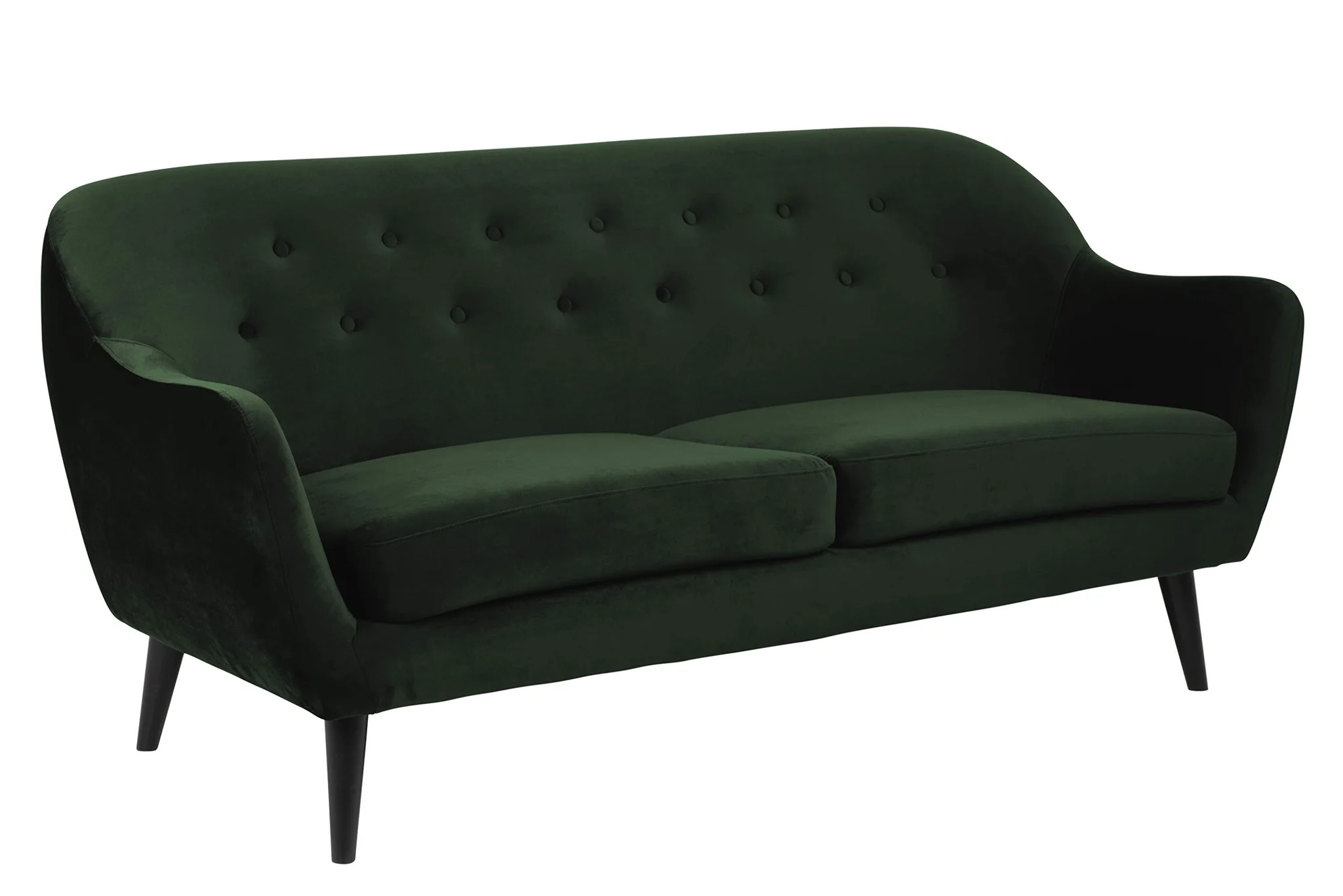 Mid-Century Tufted Velvet Sofa – Forest Green