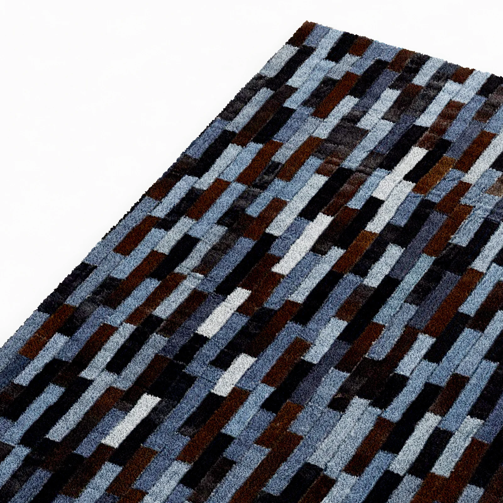 Restoration Hardware Denim & Cowhide Patchwork Rug — 3D model preview 5