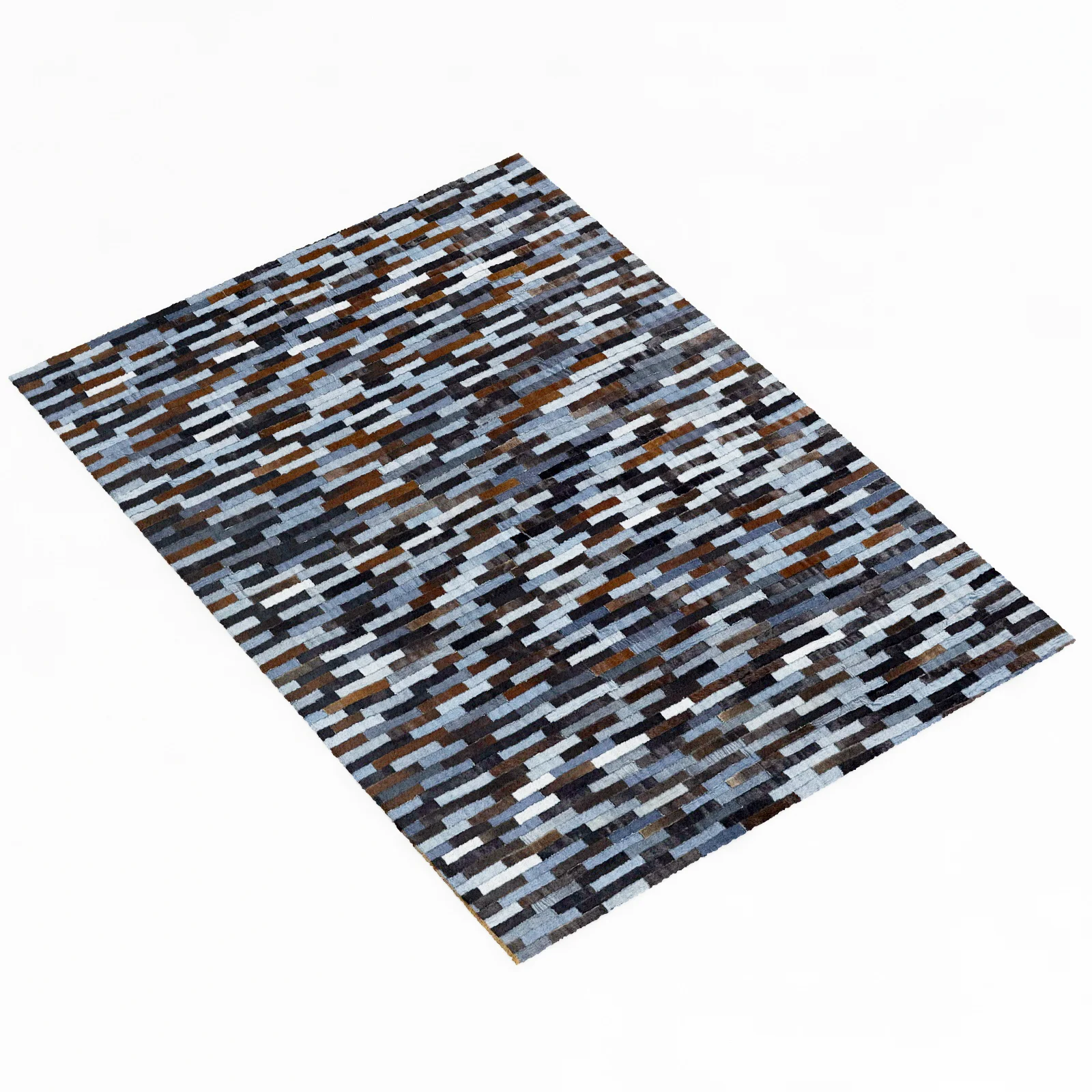 Restoration Hardware Denim & Cowhide Patchwork Rug — 3D model preview 6