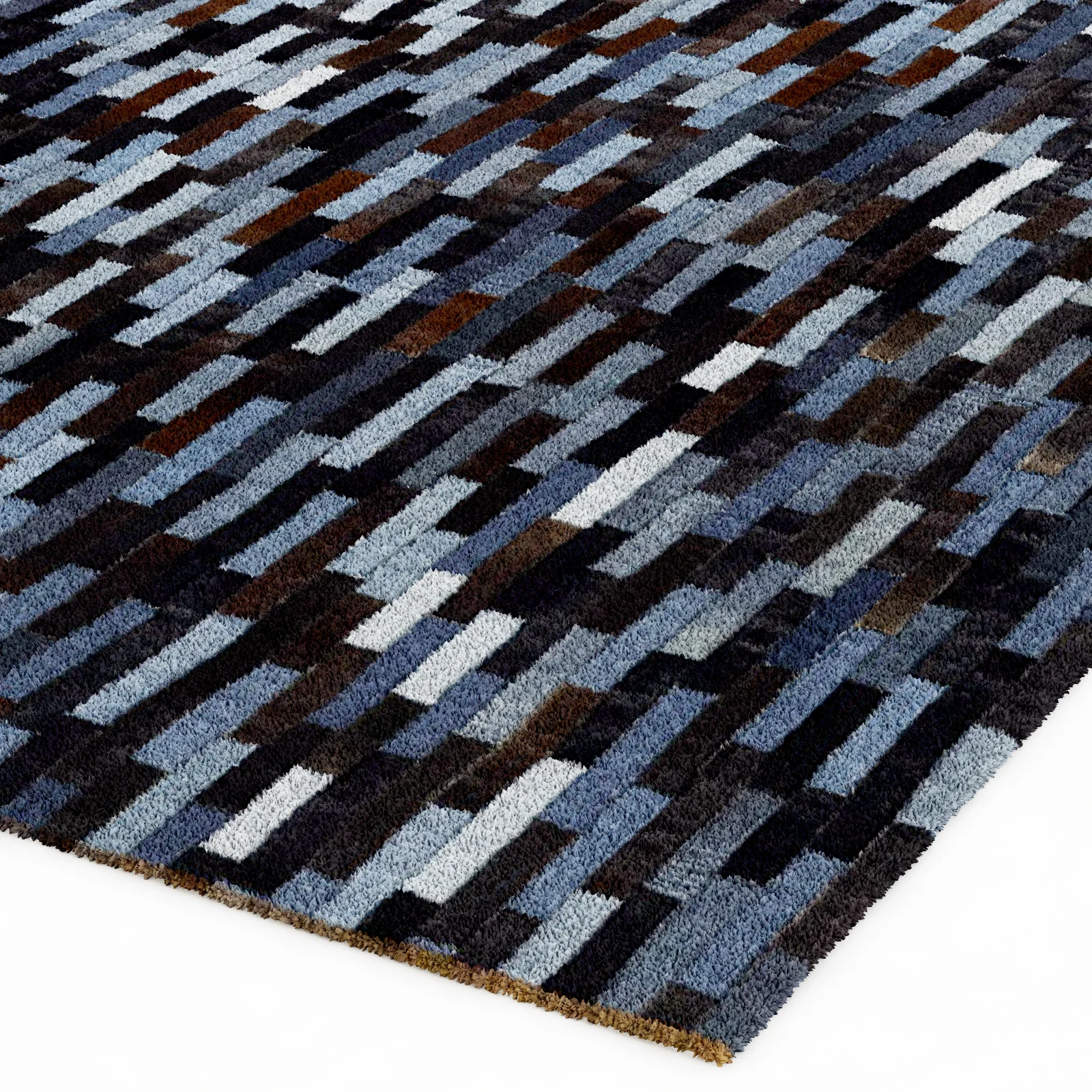 Restoration Hardware Denim & Cowhide Patchwork Rug — 3D model preview 7