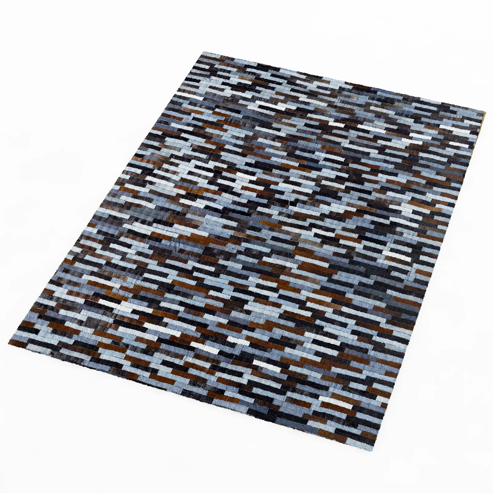 Restoration Hardware Denim & Cowhide Patchwork Rug — 3D model preview 8