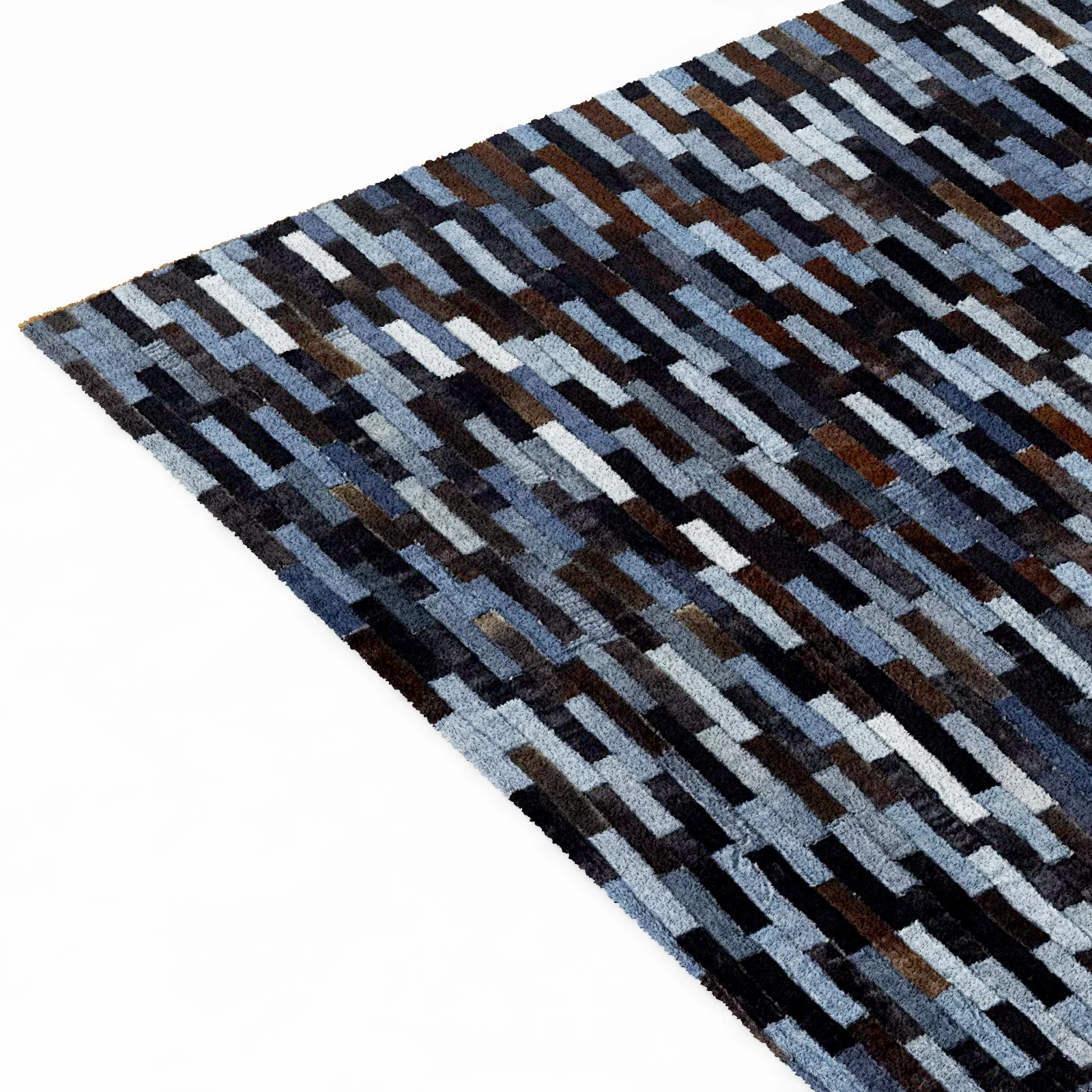 Restoration Hardware Denim & Cowhide Patchwork Rug — 3D model preview 9