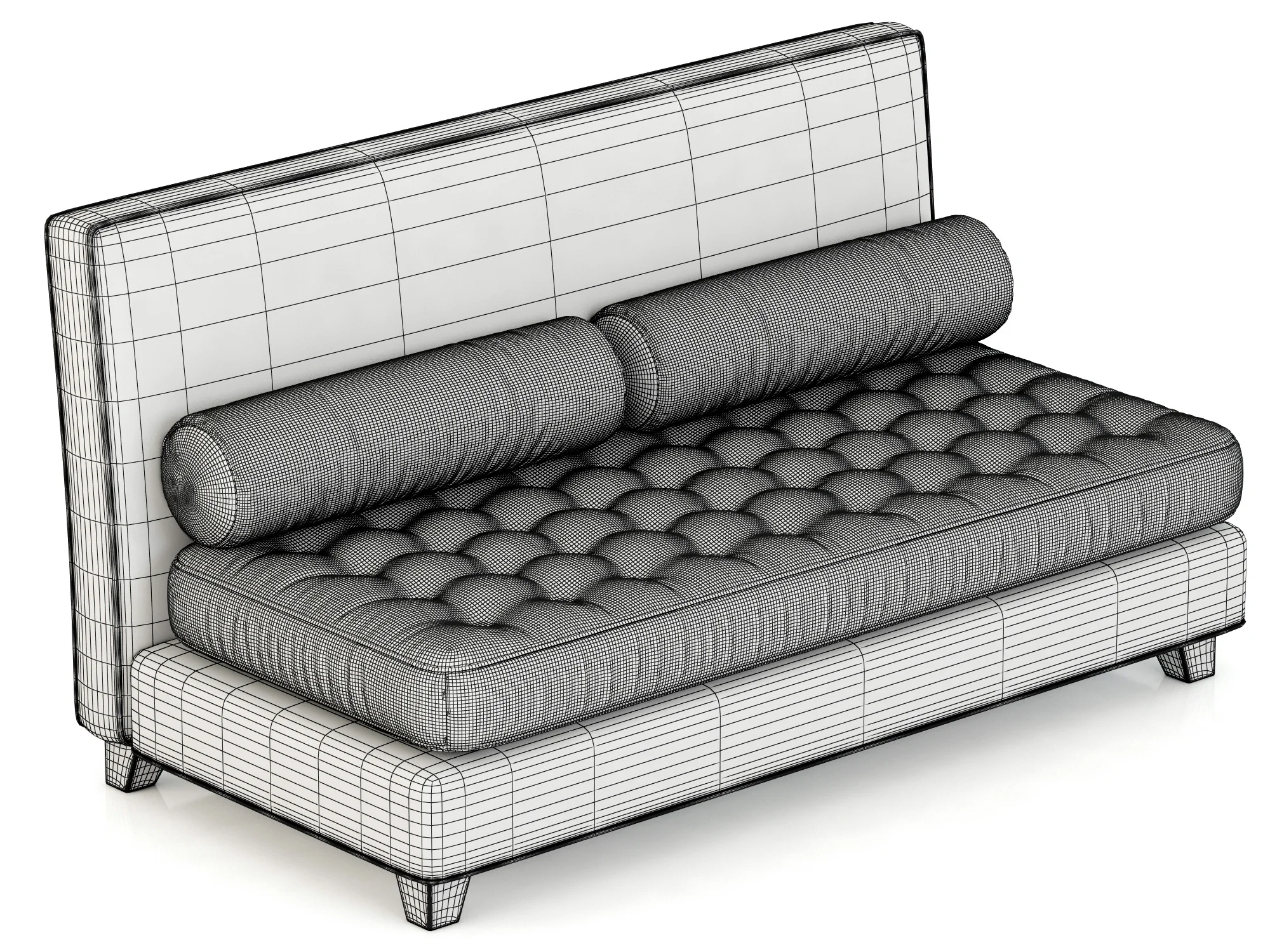 RH Teen Rylin Tufted Velvet Armless Loveseat — 3D model preview 3