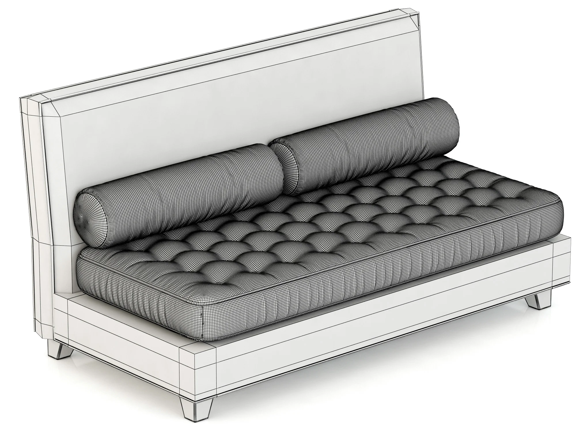RH Teen Rylin Tufted Velvet Armless Loveseat — 3D model preview 9