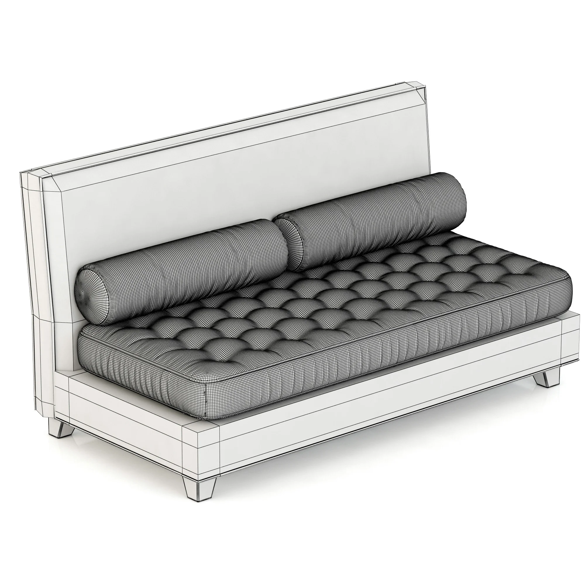 RH Teen Rylin Tufted Velvet Armless Loveseat — 3D model preview 10