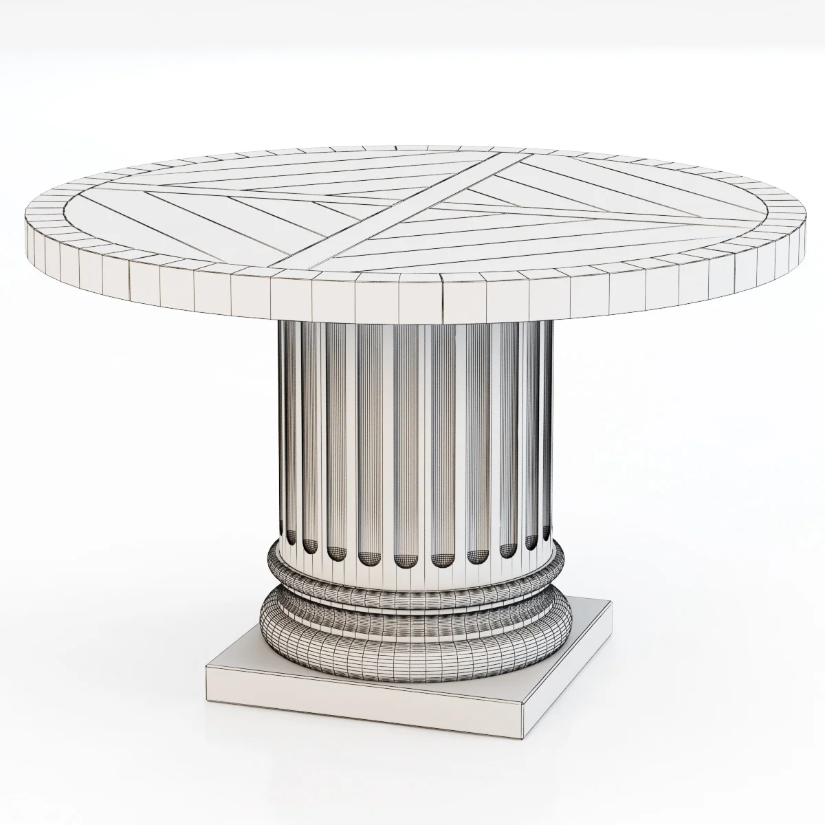 Restoration Hardware Architectural Column Salvaged Wood Table — 3D model preview 5