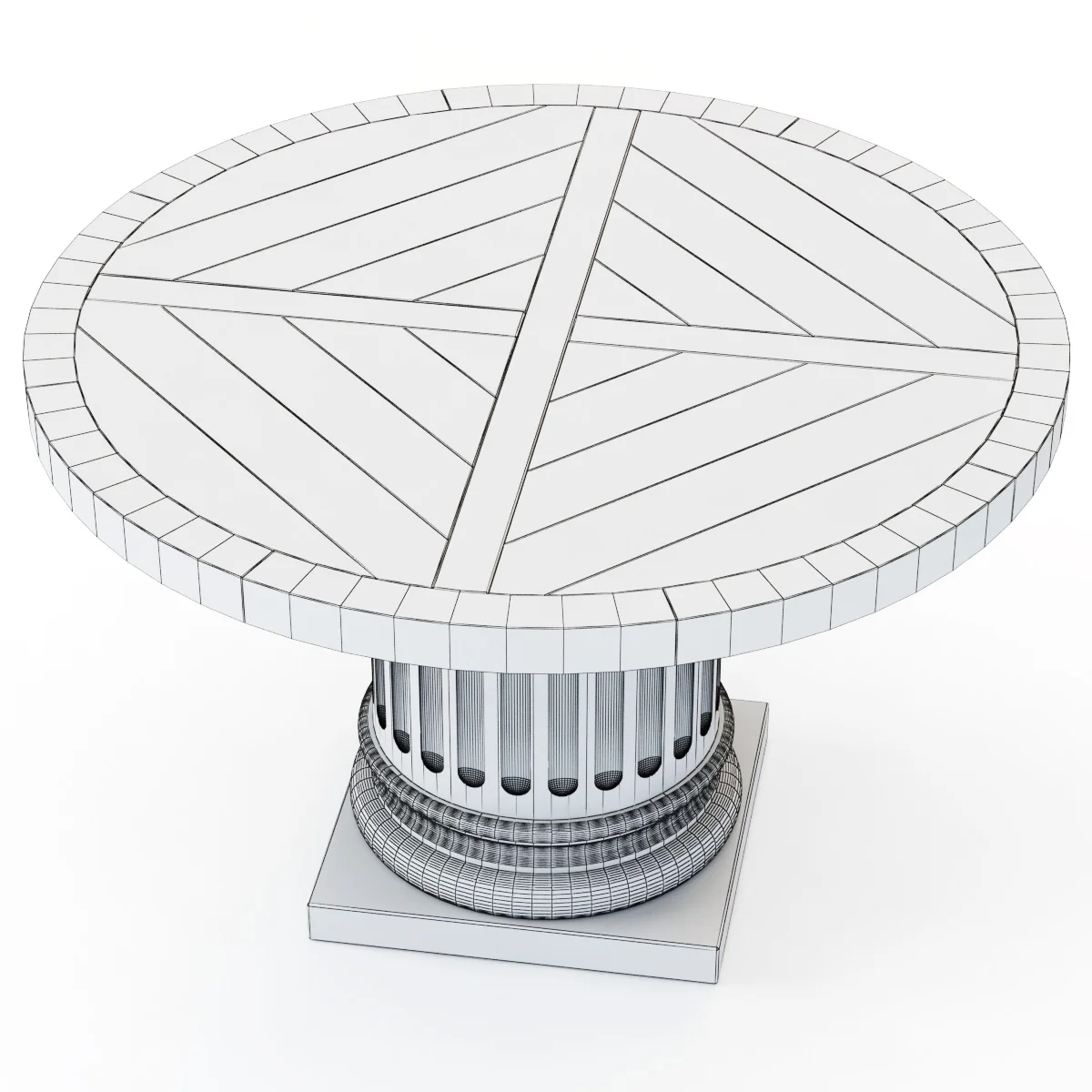 Restoration Hardware Architectural Column Salvaged Wood Table — 3D model preview 7