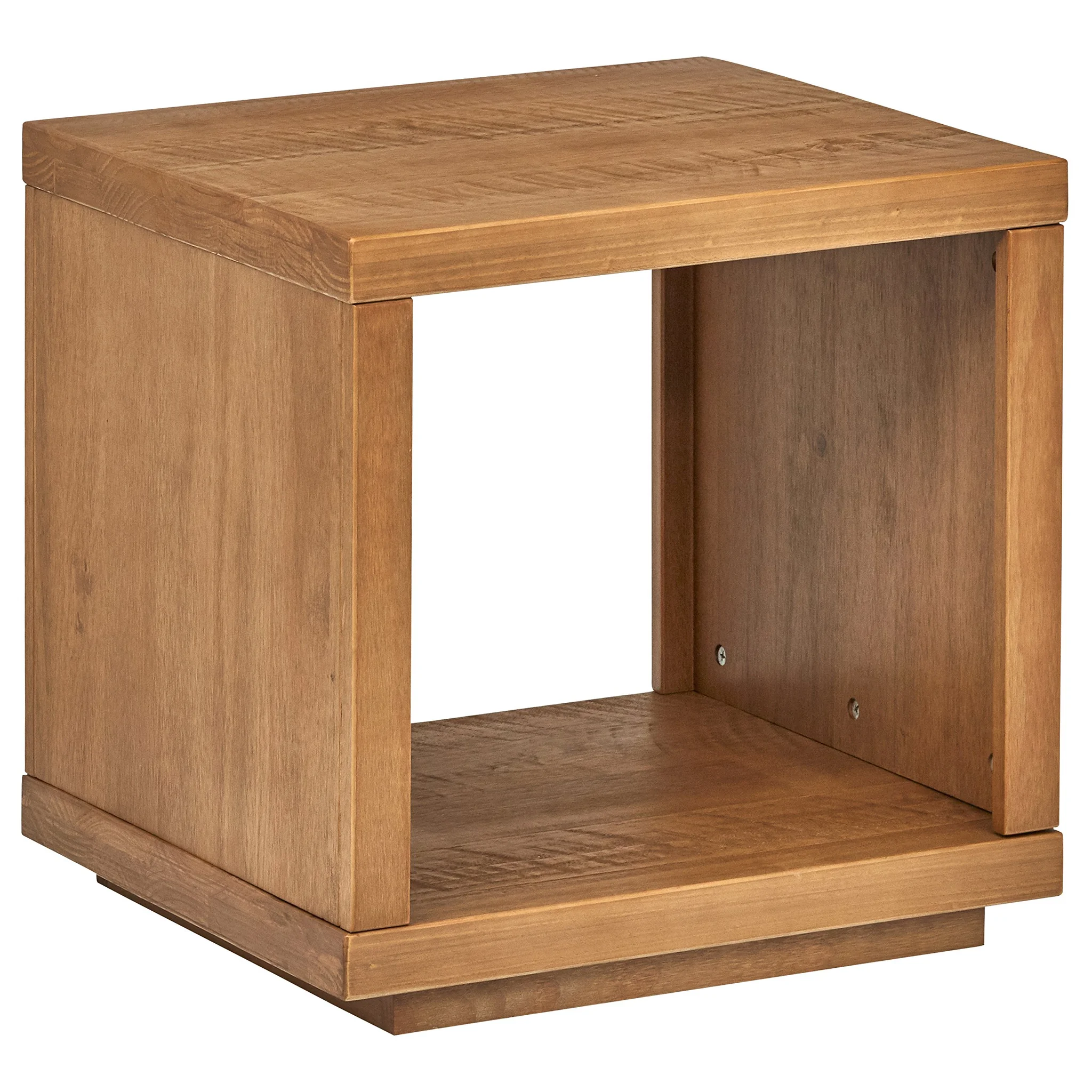 Modern Oak Wood Nightstand End Table with Open Shelf