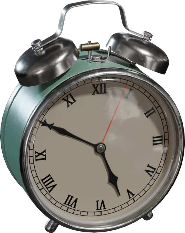 Vintage Twin-Bell Alarm Clock, 3D model preview 5