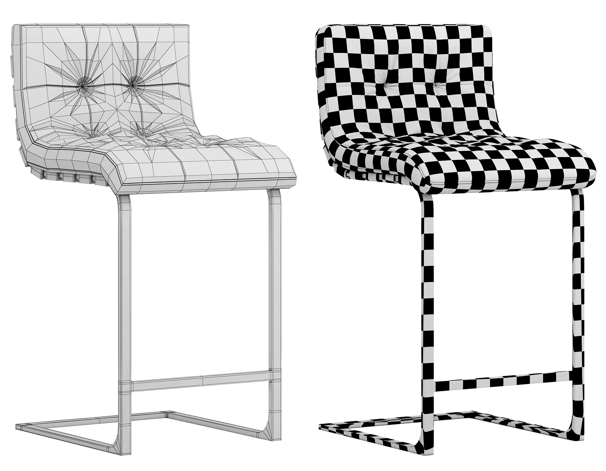 RH Modern Rossi Leather Stool — 3D model preview 9