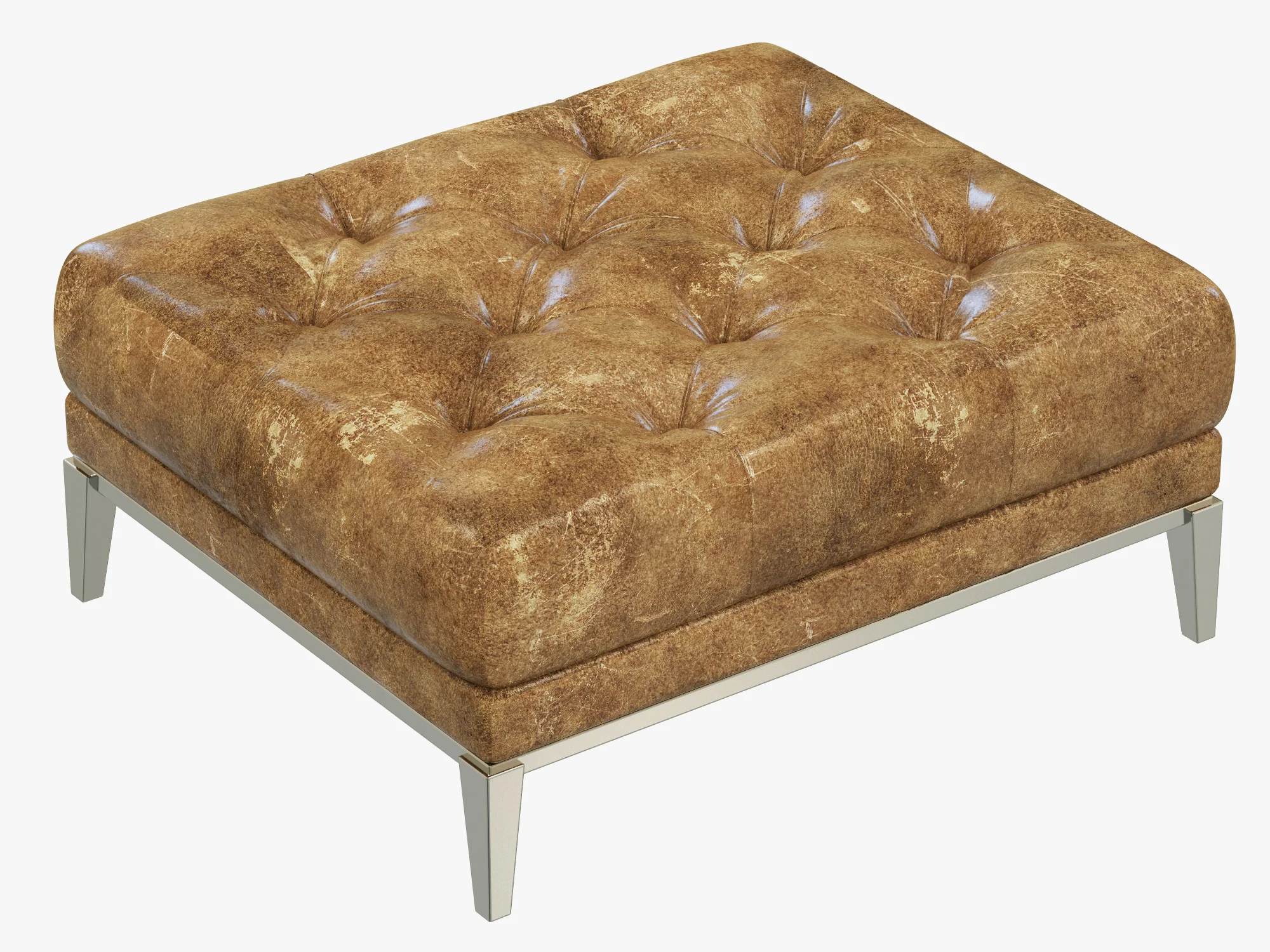 Restoration Hardware Italia Chesterfield Leather Ottoman — 3D model preview 1