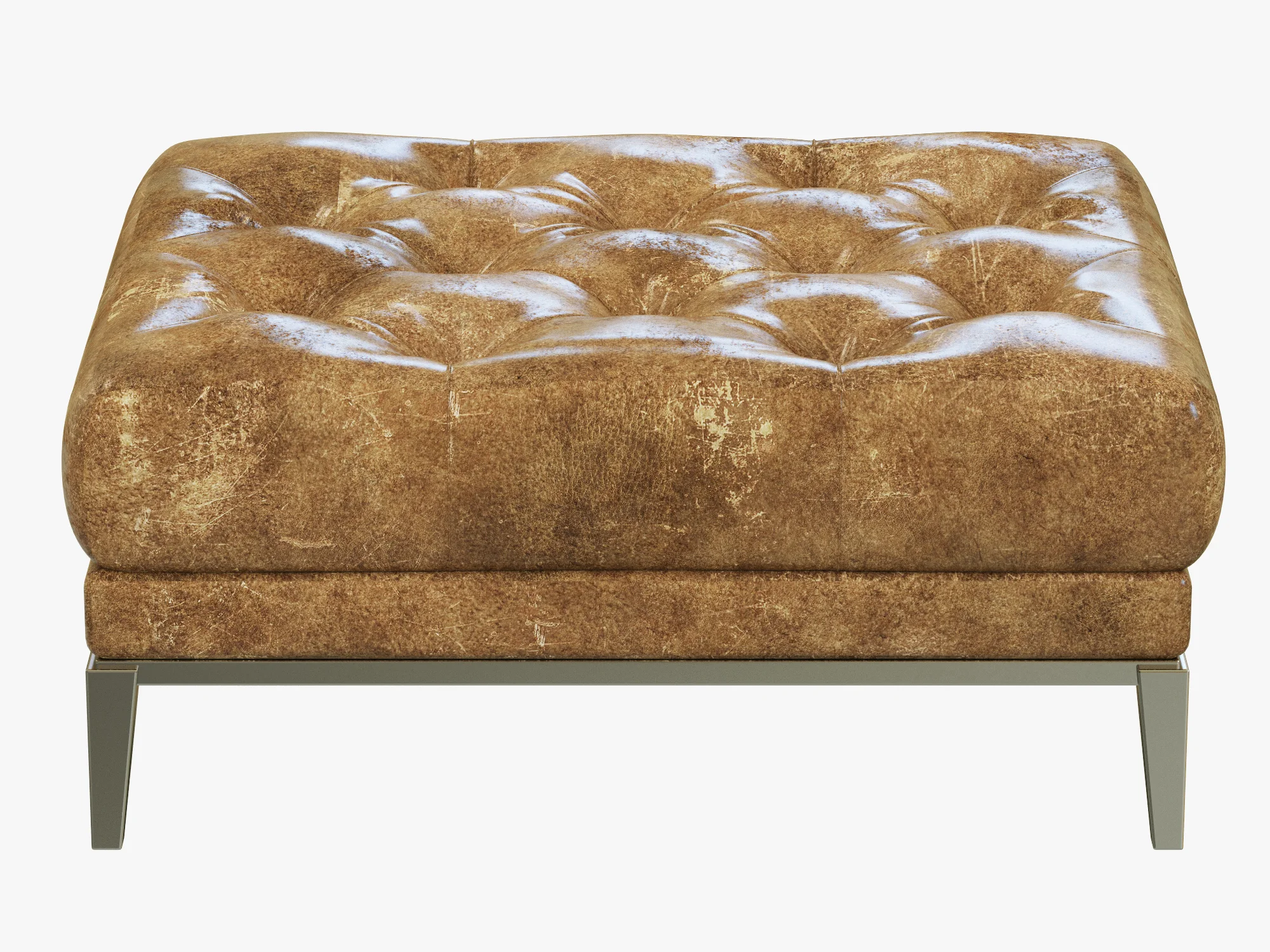 Restoration Hardware Italia Chesterfield Leather Ottoman — 3D model preview 2