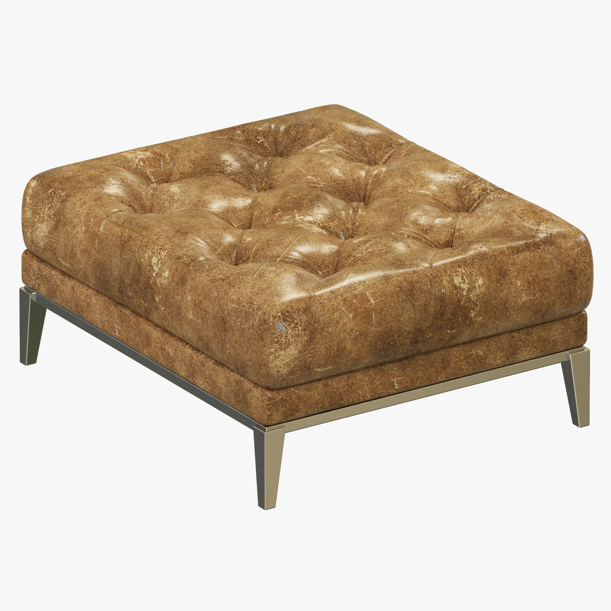 Restoration Hardware Italia Chesterfield Leather Ottoman — 3D model preview 4