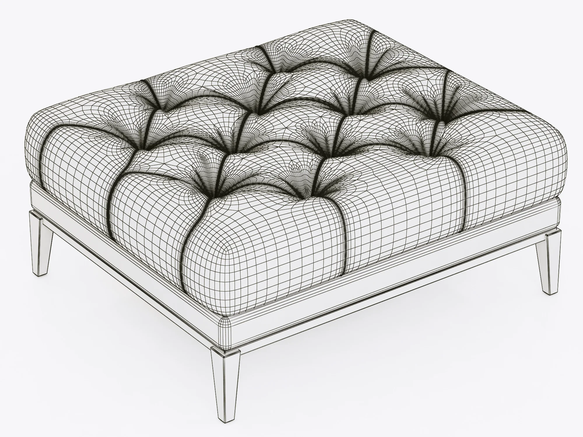 Restoration Hardware Italia Chesterfield Leather Ottoman — 3D model preview 6