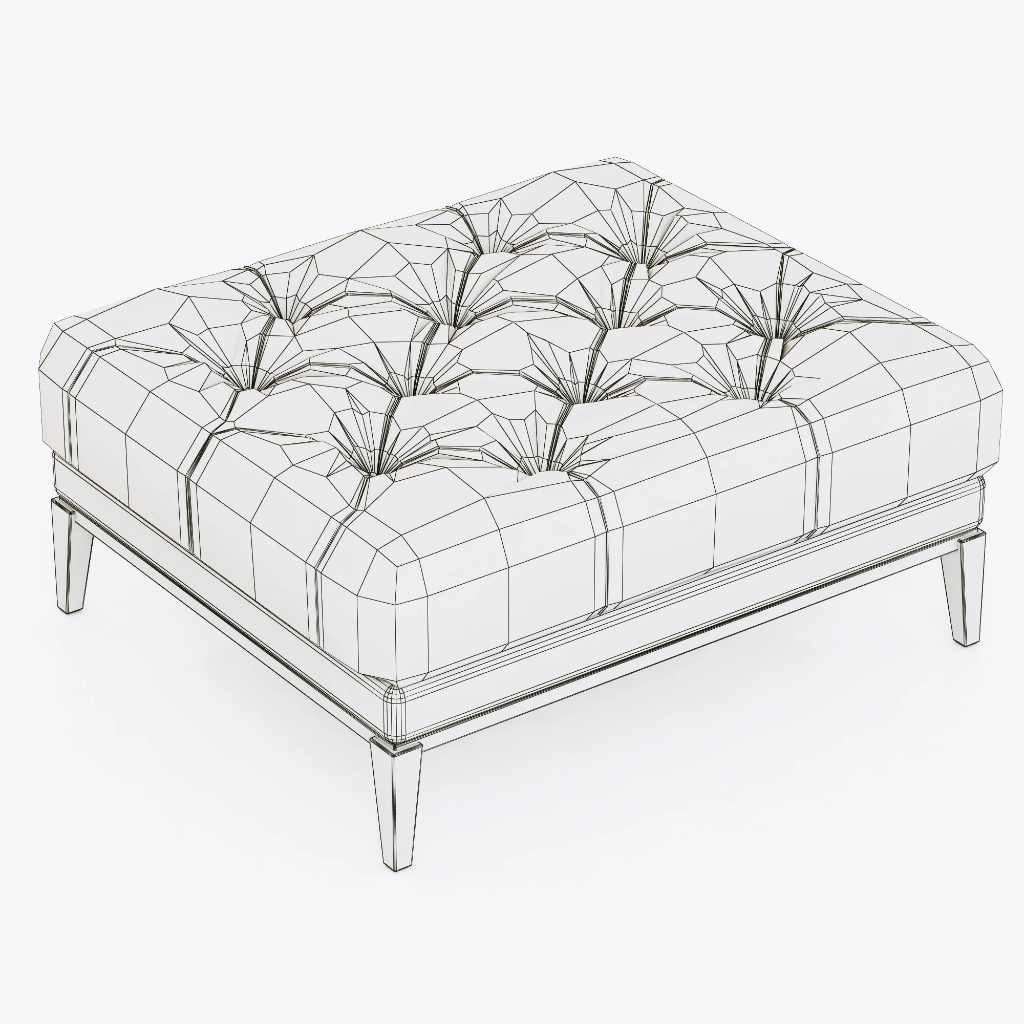 Restoration Hardware Italia Chesterfield Leather Ottoman — 3D model preview 7