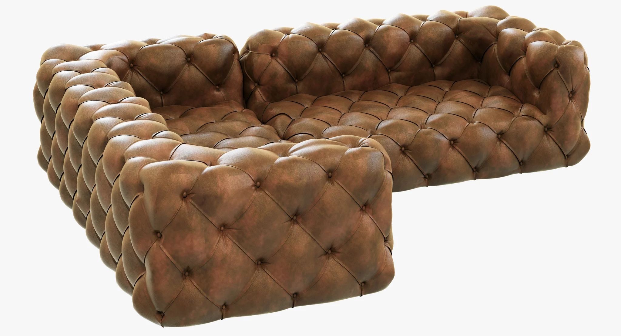 Restoration Hardware Soho Tufted Leather Corner Sectional — 3D model preview 1