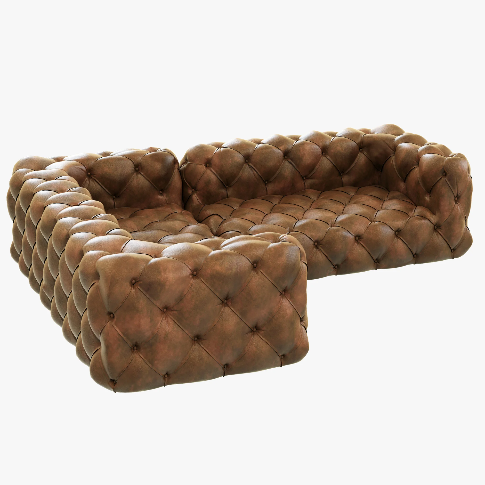 Restoration Hardware Soho Tufted Leather Corner Sectional — 3D model preview 2