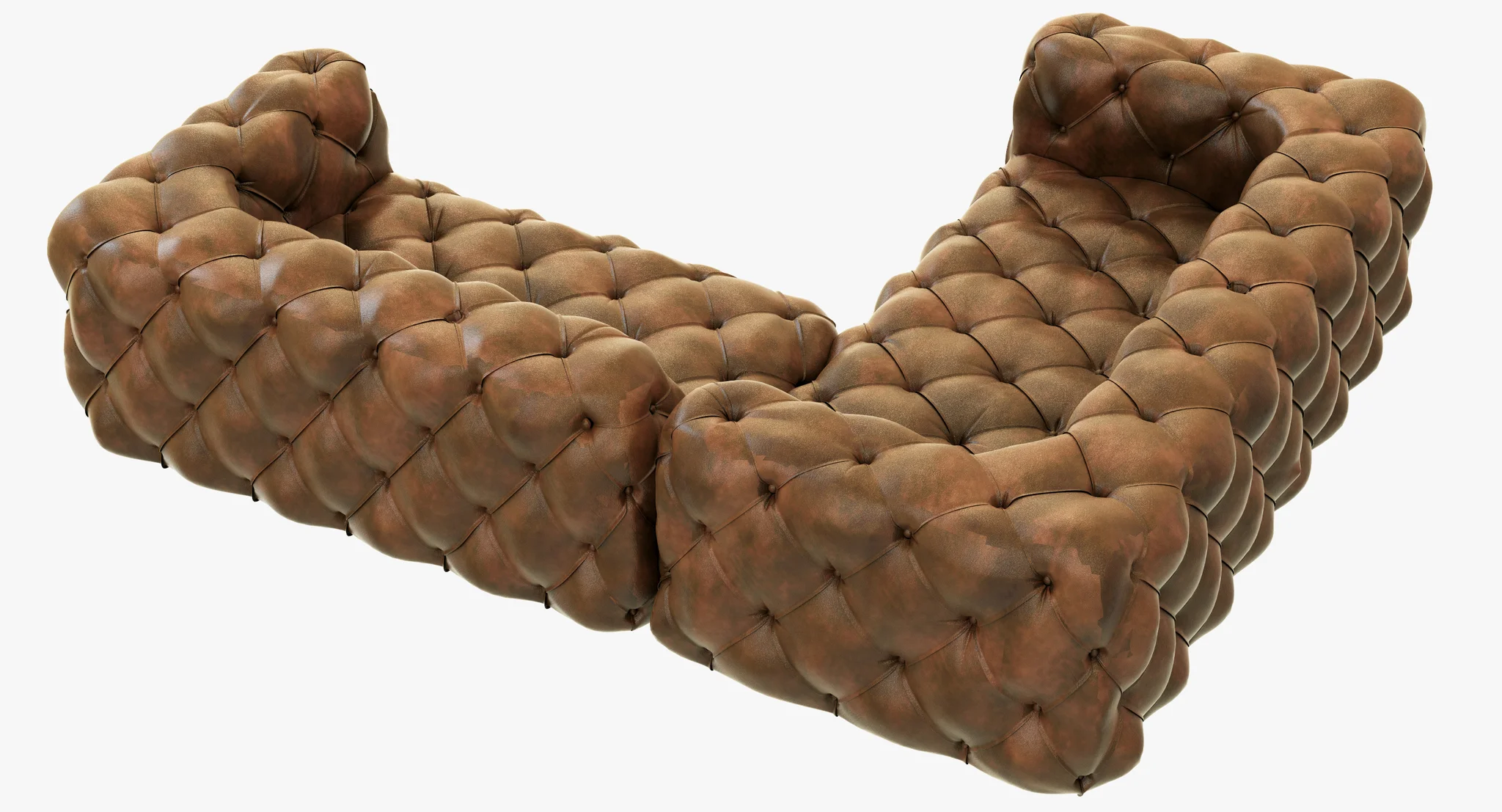 Restoration Hardware Soho Tufted Leather Corner Sectional — 3D model preview 4
