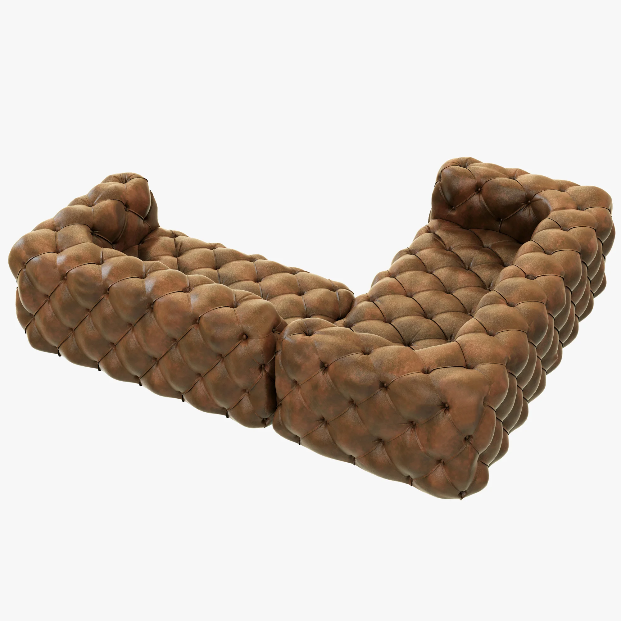 Restoration Hardware Soho Tufted Leather Corner Sectional — 3D model preview 5