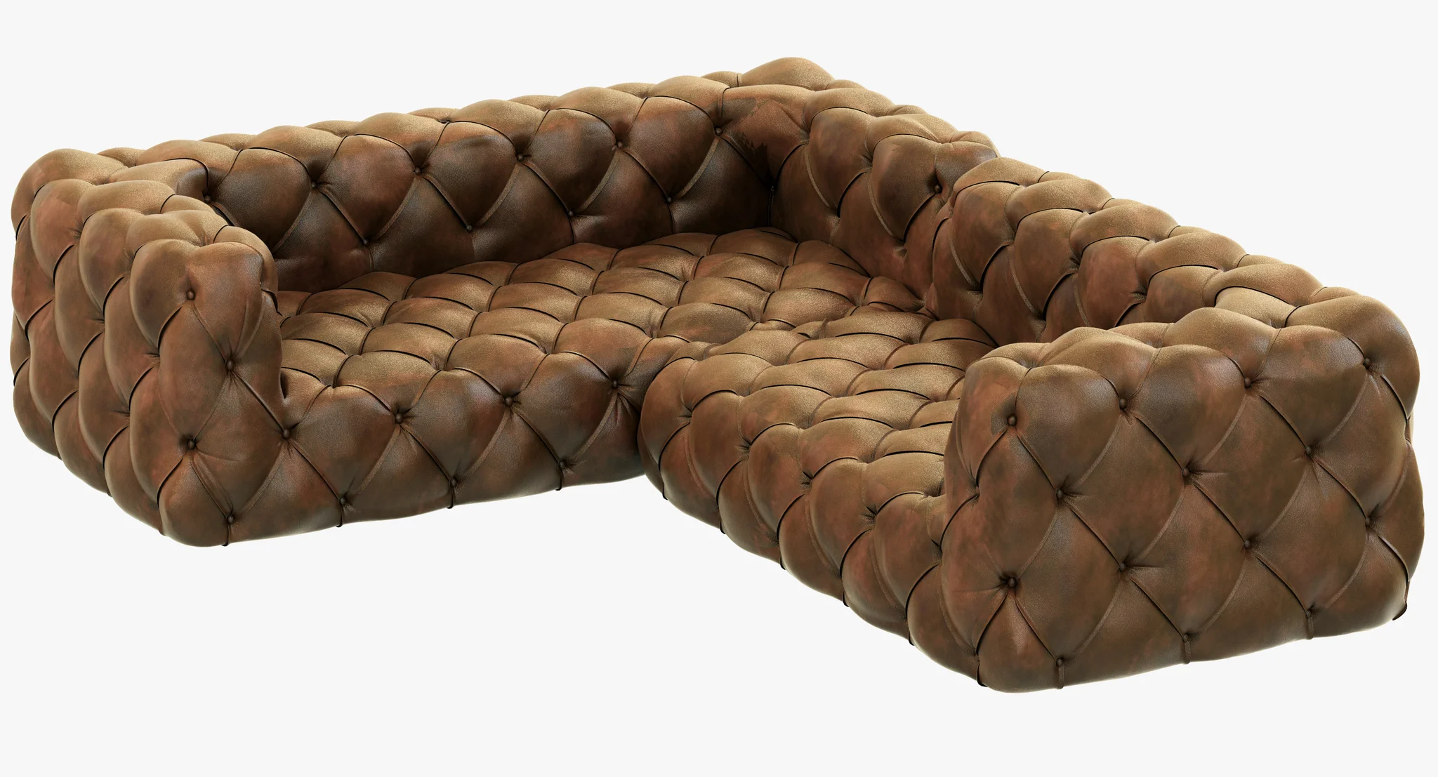 Restoration Hardware Soho Tufted Leather Corner Sectional — 3D model preview 6