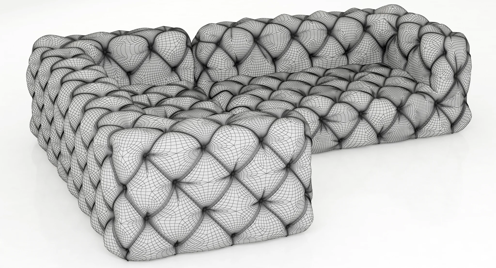 Restoration Hardware Soho Tufted Leather Corner Sectional — 3D model preview 8