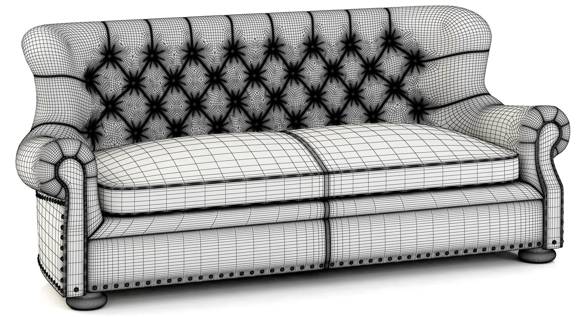 Restoration Hardware Churchill Leather Sofa With Nailheads — 3D model preview 3
