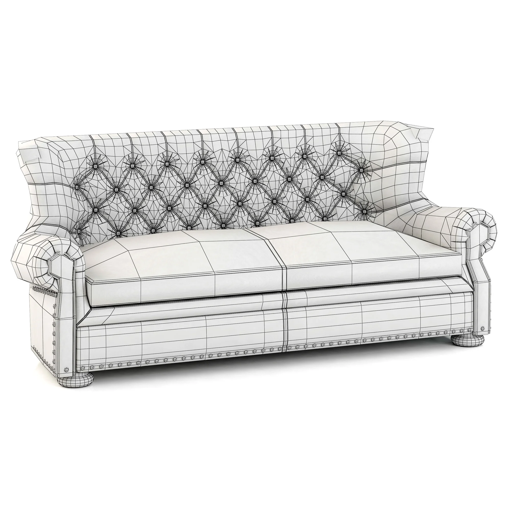 Restoration Hardware Churchill Leather Sofa With Nailheads — 3D model preview 5