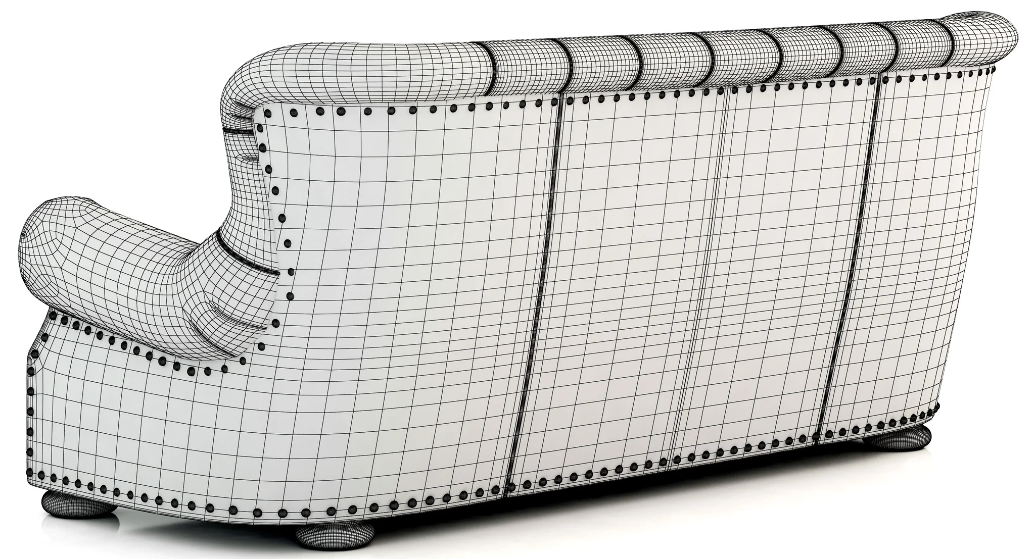 Restoration Hardware Churchill Leather Sofa With Nailheads — 3D model preview 8