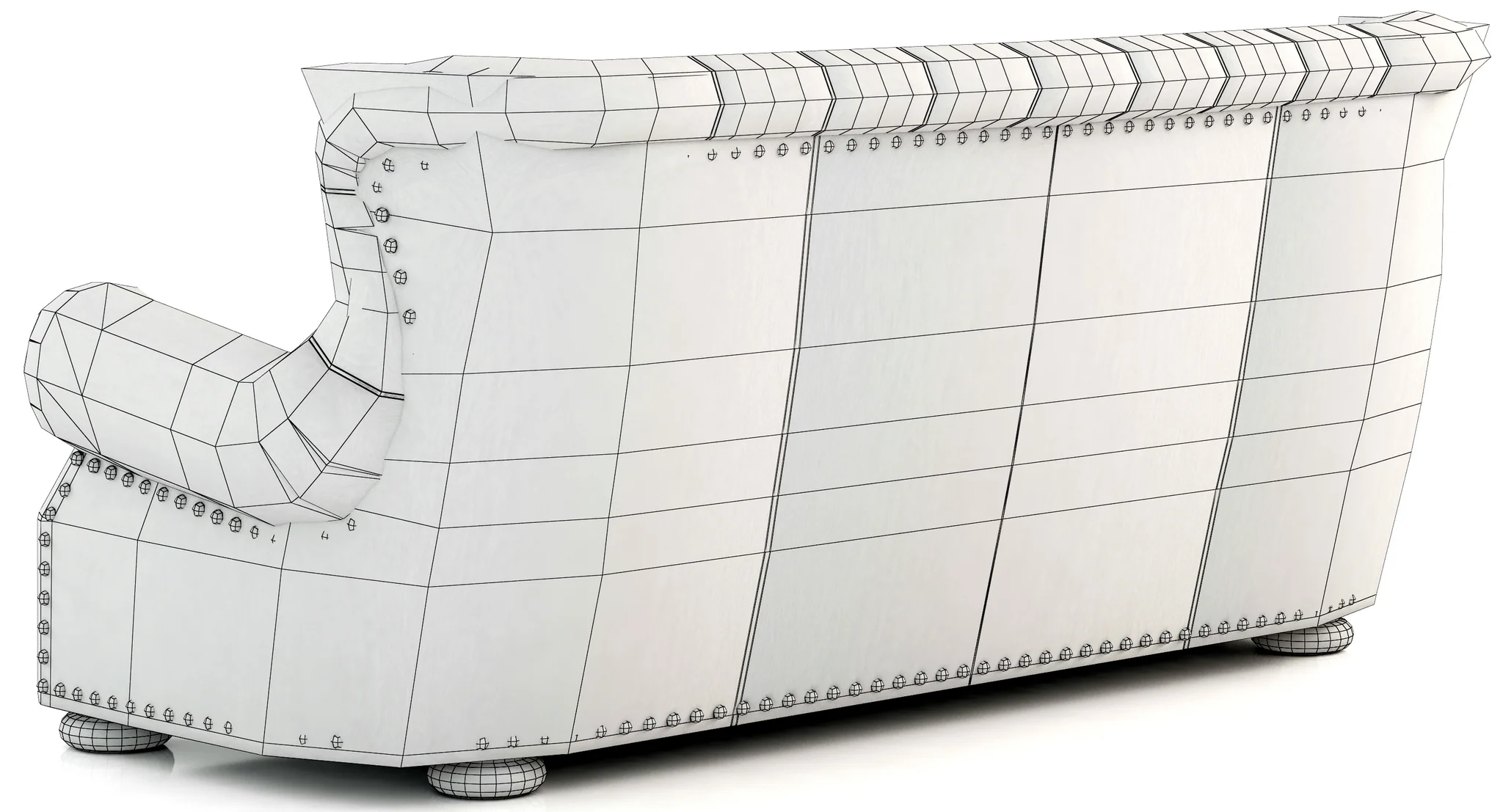 Restoration Hardware Churchill Leather Sofa With Nailheads — 3D model preview 9
