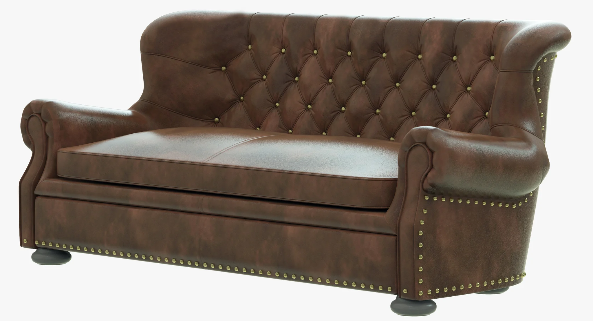 Restoration Hardware Churchill Leather Sofa With Nailheads — 3D model preview 10