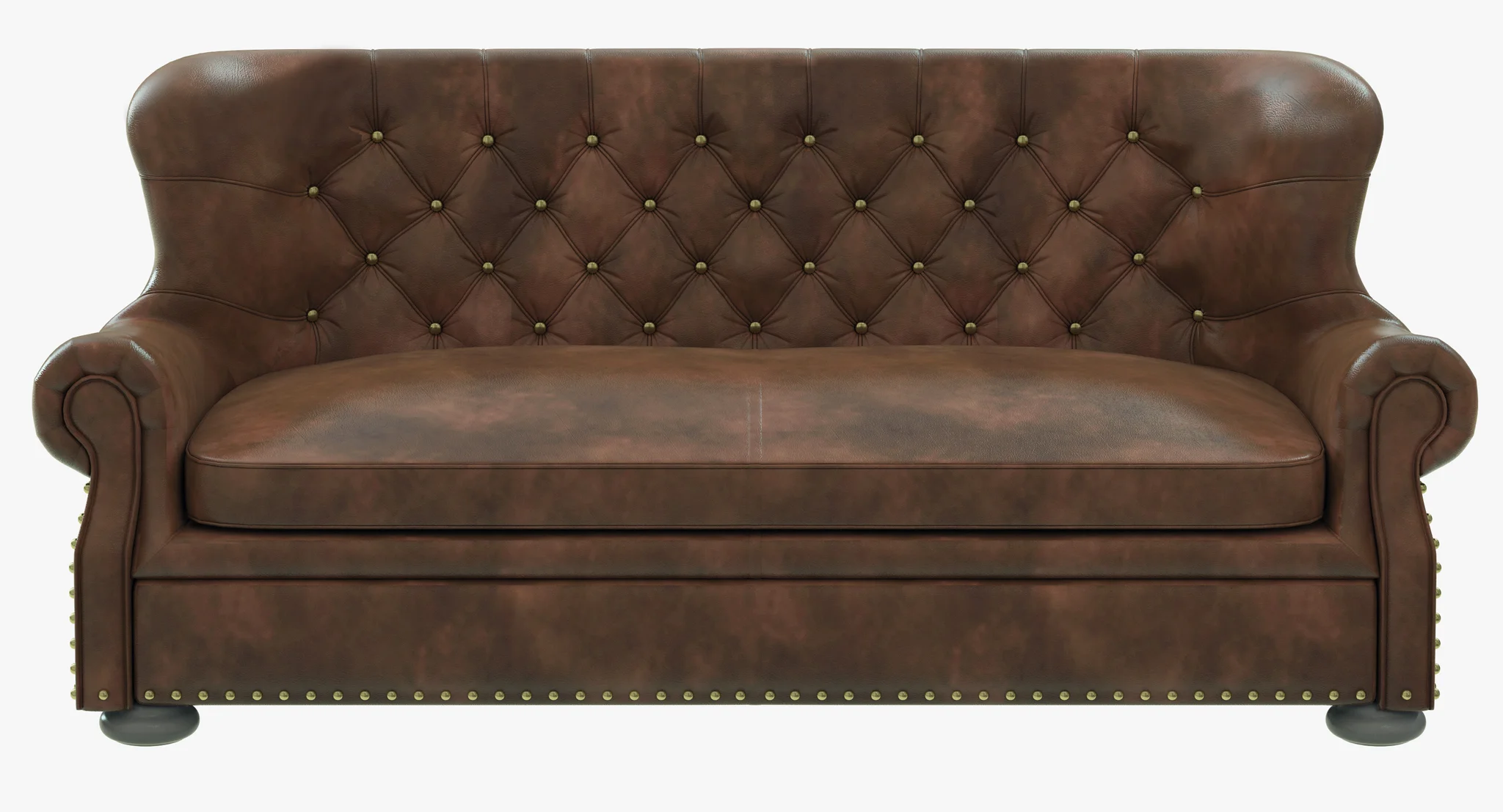 Restoration Hardware Churchill Leather Sofa With Nailheads — 3D model preview 11