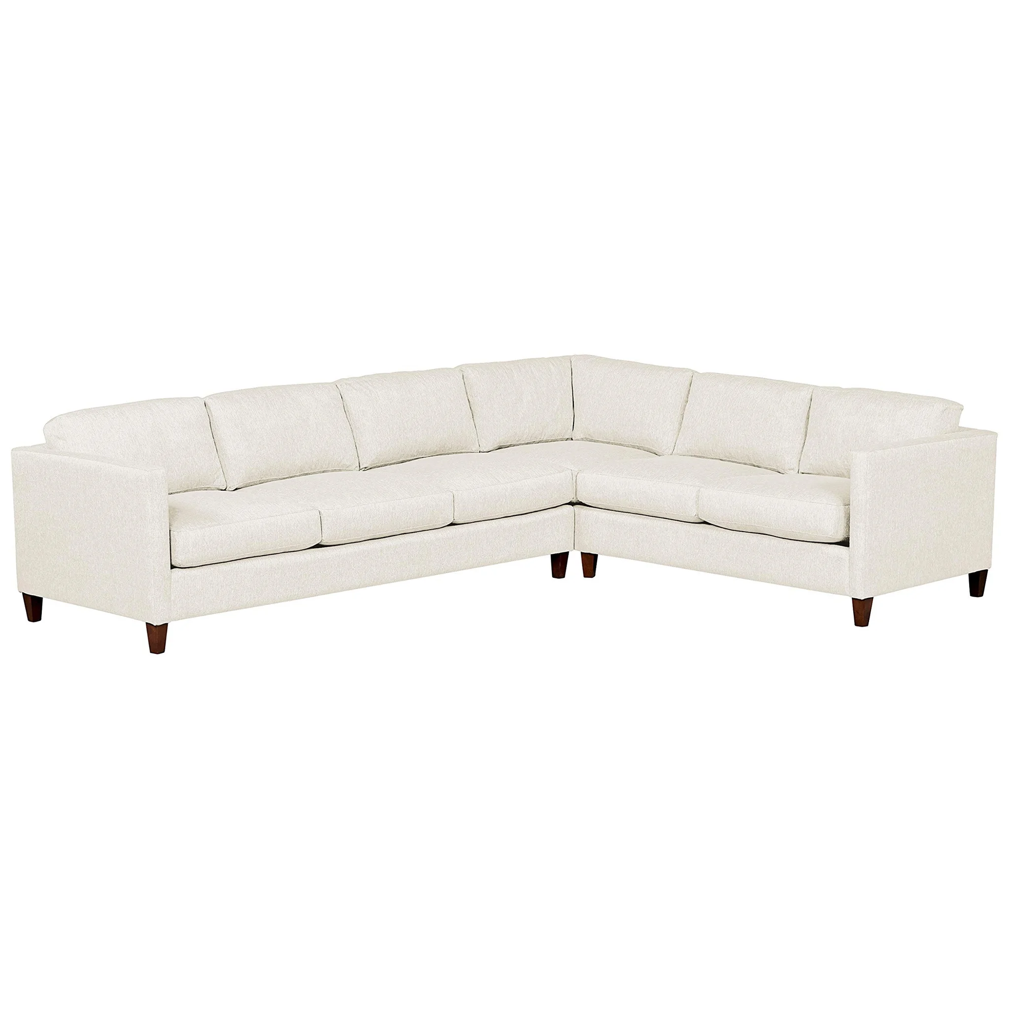 Modern L-Shaped Sectional Sofa with Walnut Legs – Sand Fabric