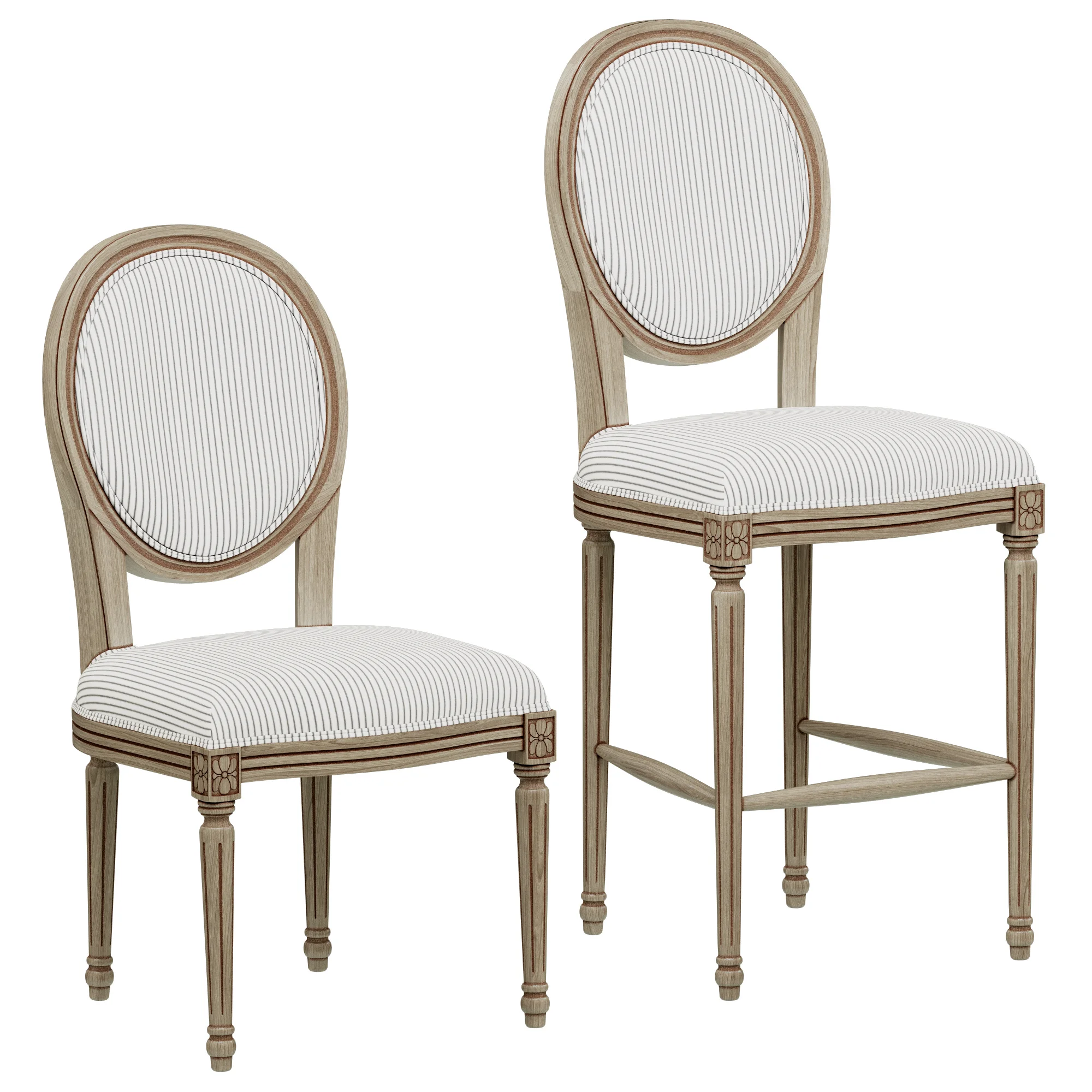 Loft Concept French Chairs Provence Striped Chair — 3D model preview 1