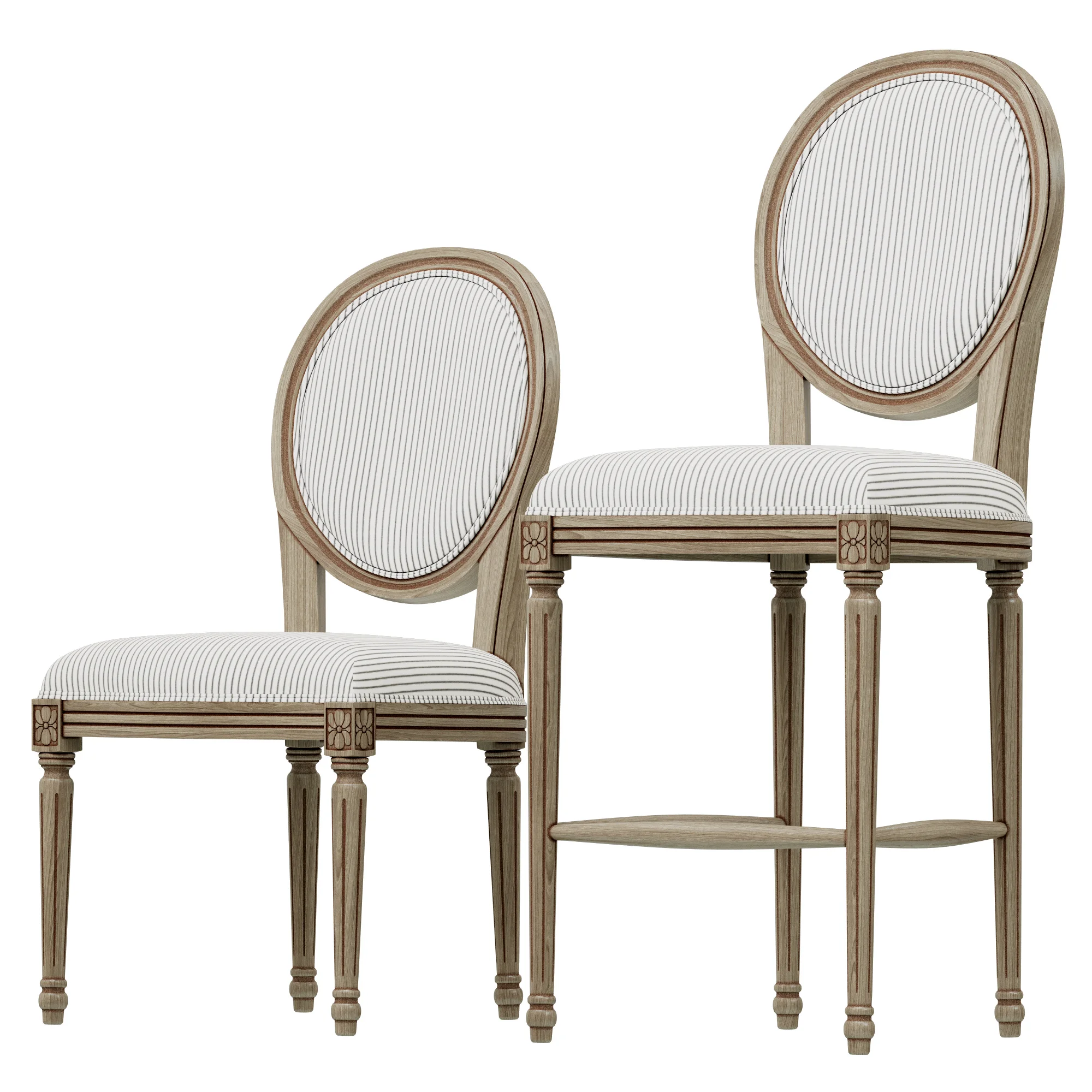 Loft Concept French Chairs Provence Striped Chair — 3D model preview 2