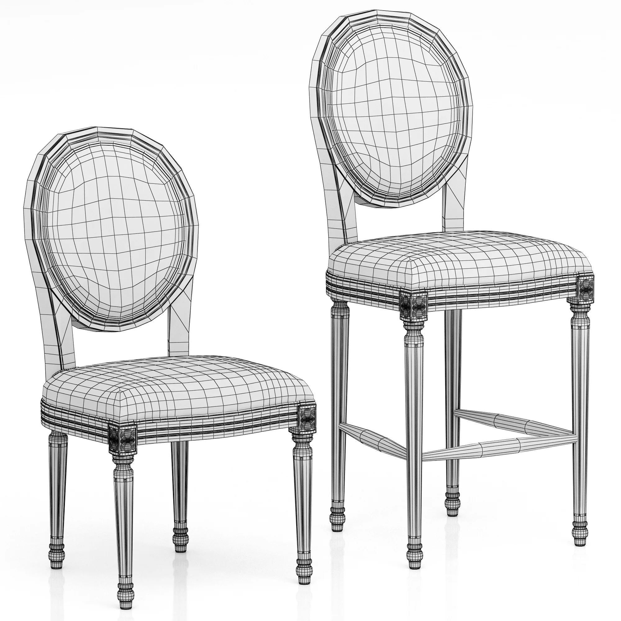Loft Concept French Chairs Provence Striped Chair — 3D model preview 7