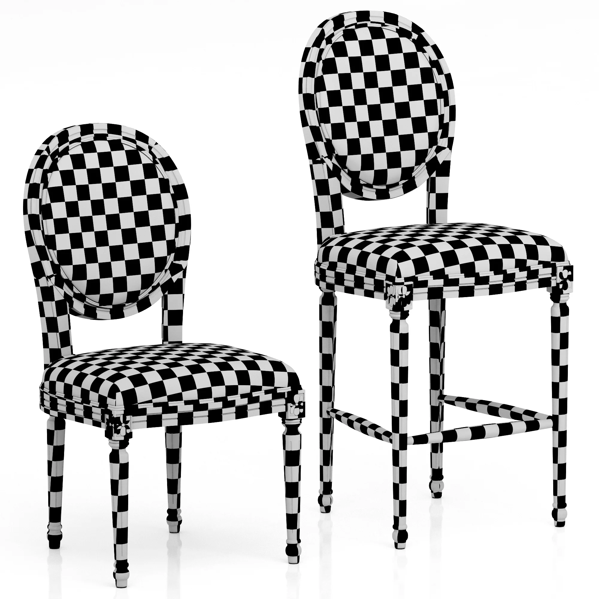 Loft Concept French Chairs Provence Striped Chair — 3D model preview 8