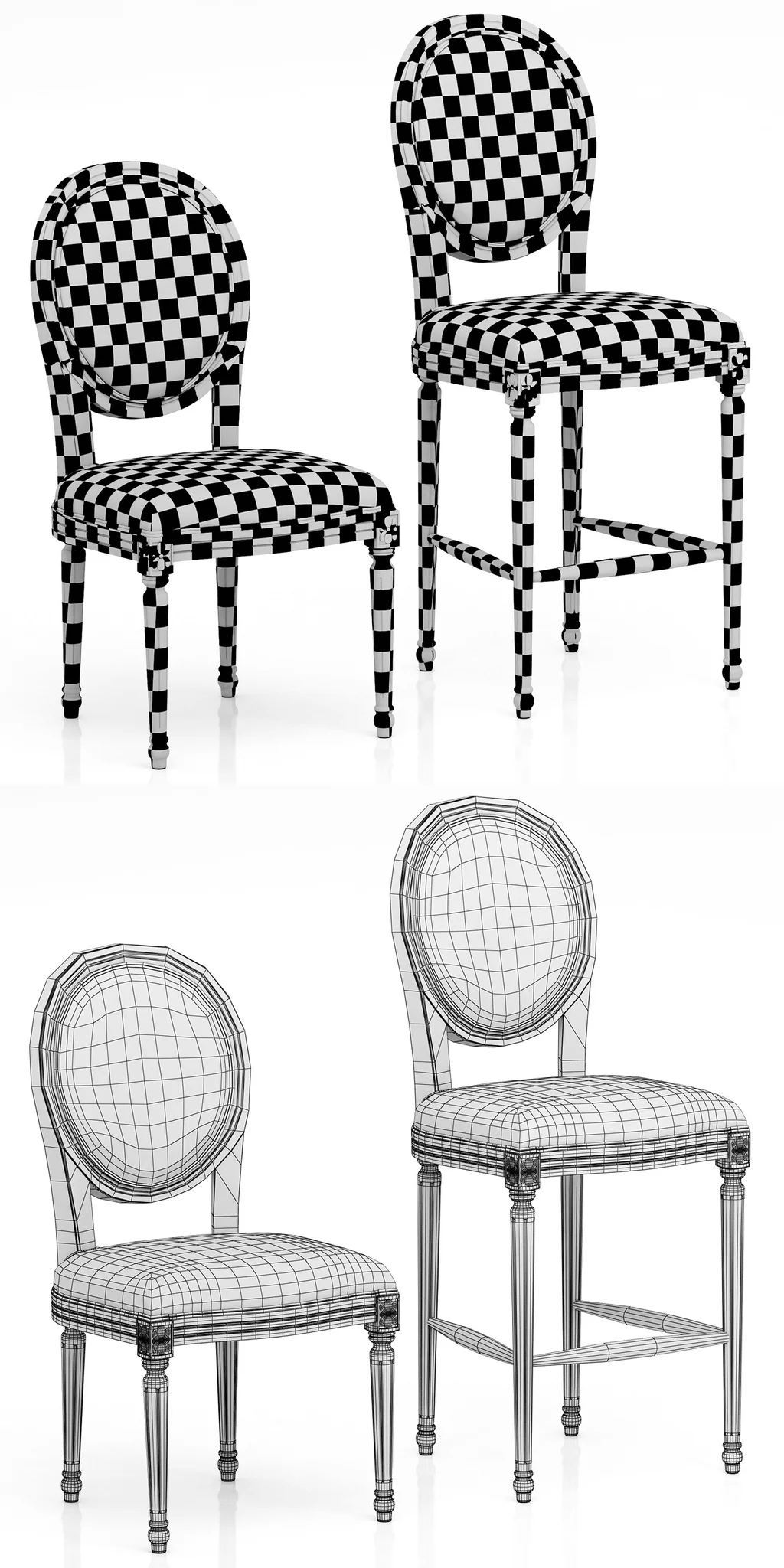 Loft Concept French Chairs Provence Striped Chair — 3D model preview 9