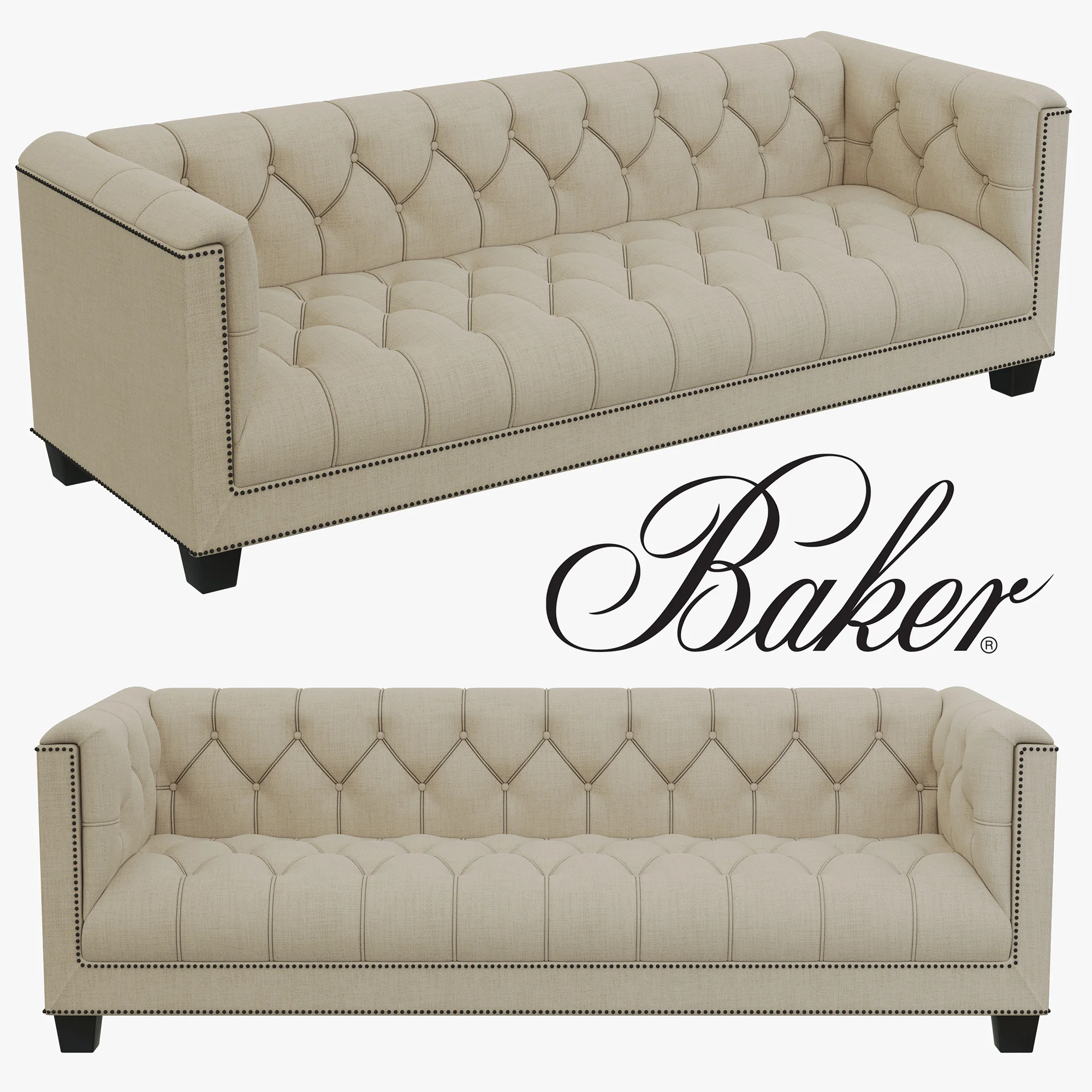 Baker Paris Loveseat — 3D model preview 2
