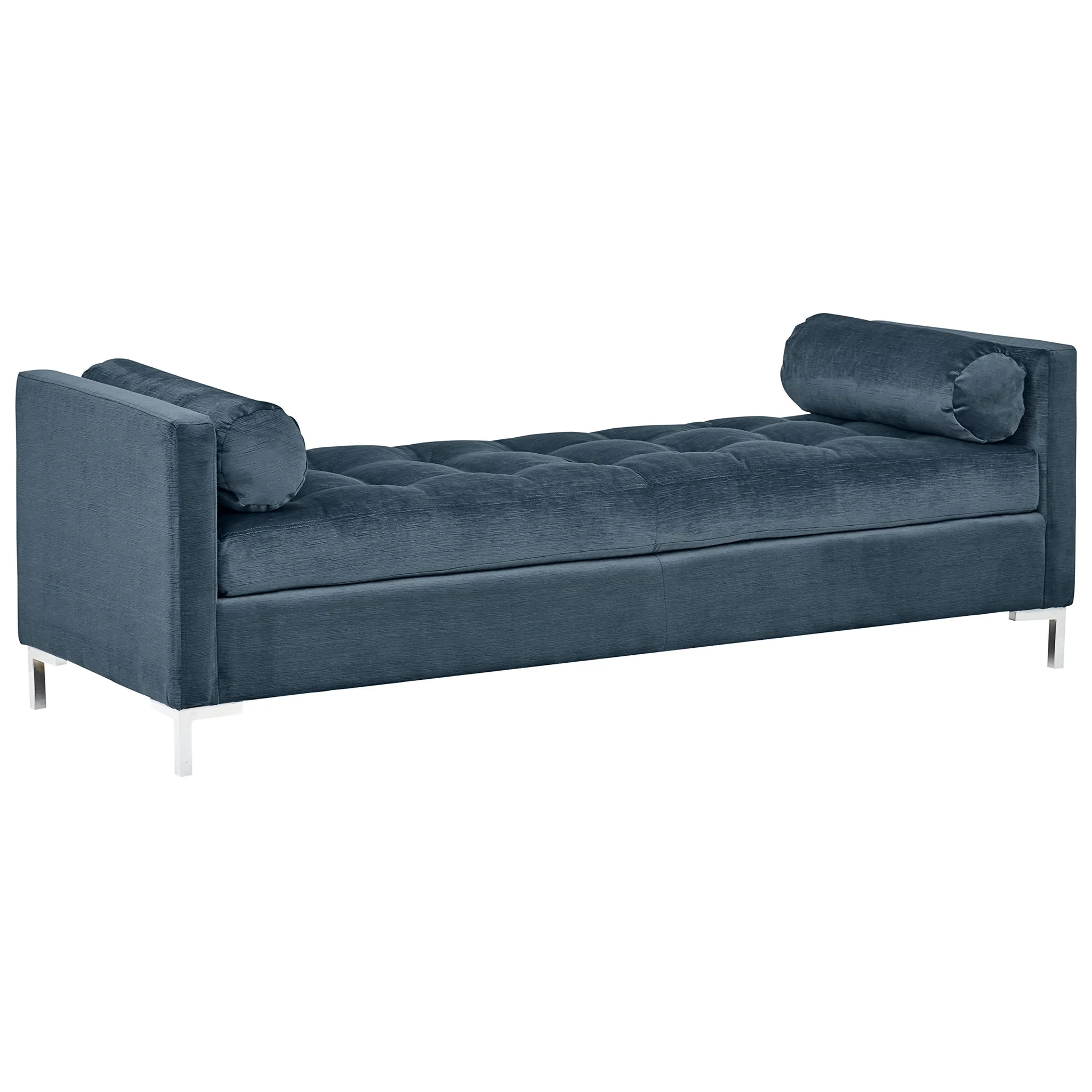 Mid-Century Modern Tufted Velvet Daybed Sofa with Silver Metal Legs