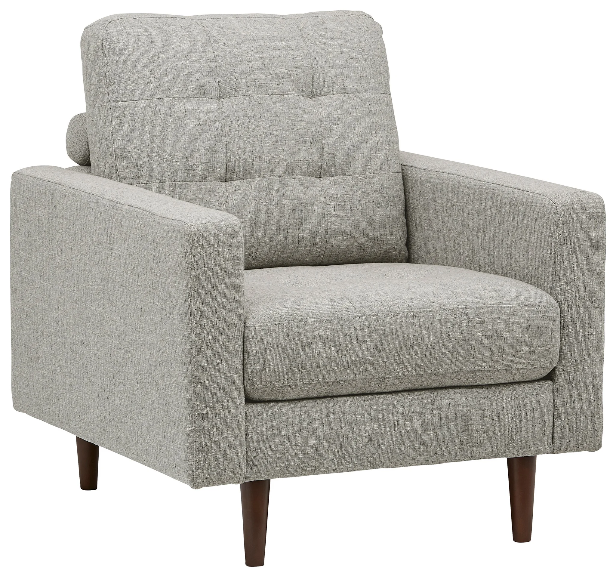 Mid-Century Modern Tufted Accent Armchair – Light Grey Linen