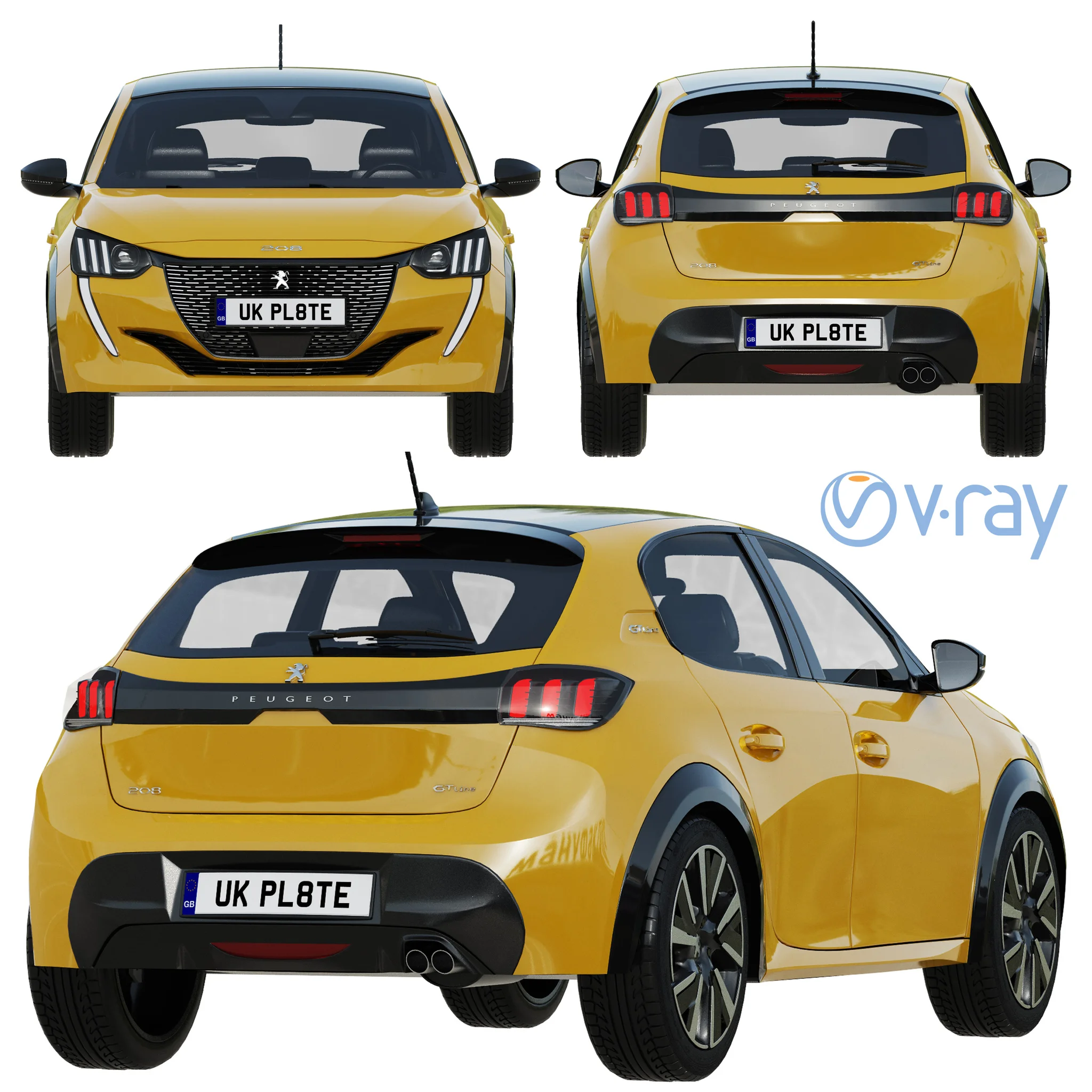 Peugeot 208, 3D model preview 7