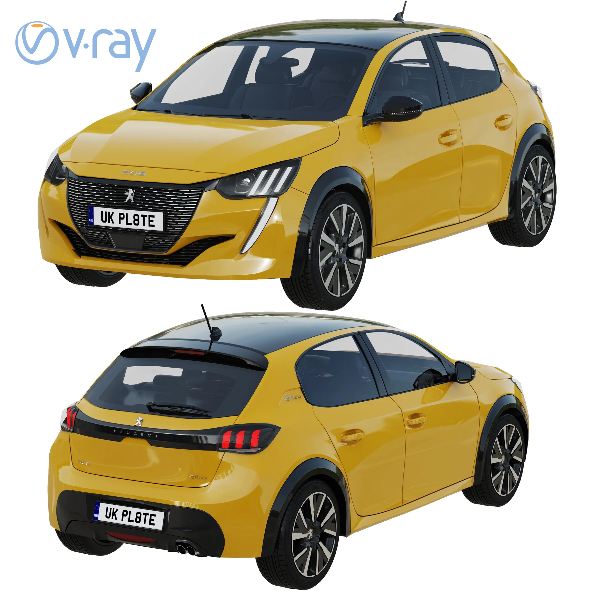 Peugeot 208, 3D model preview 12
